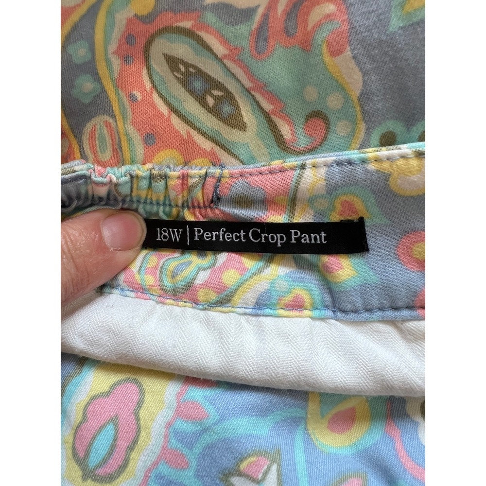 Talbots NWOT Perfect Crop Pant Womens Blue Pink Floral Cotton 18W Boho Coastal - Picture 4 of 10